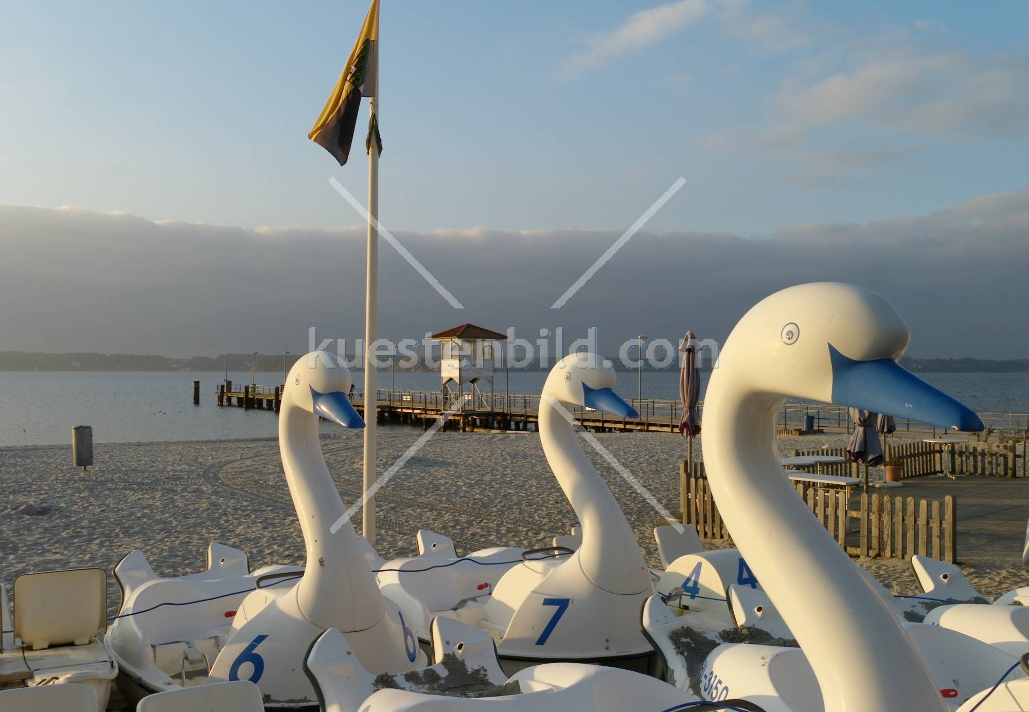 Am Strand in Glcksburg, Schwanenboote