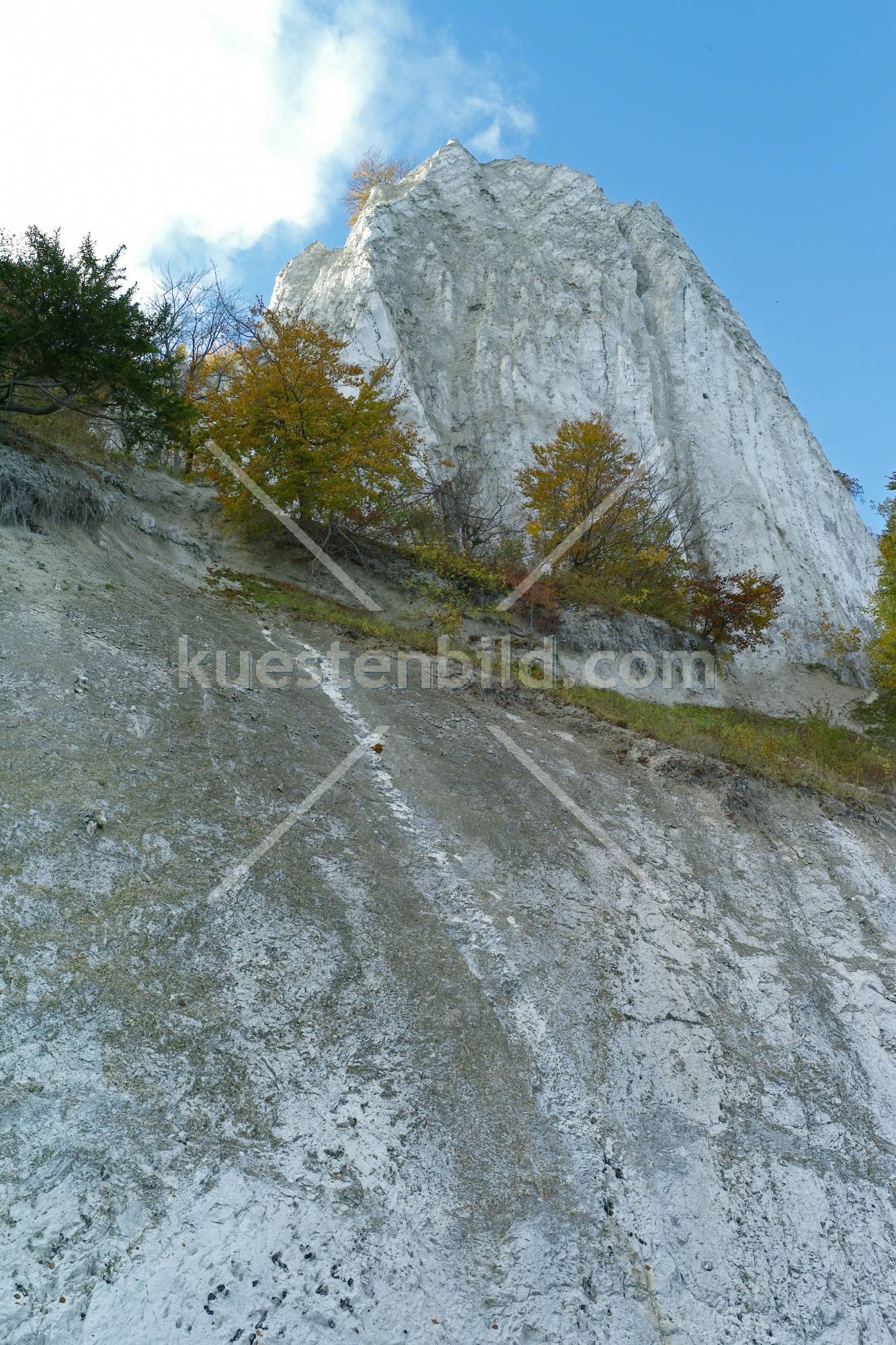 Kreidekste, Blick vom Strand auf Kreidefelsen