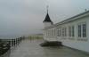 seebrcke ahlbeck, gasthaus, seitenansicht, herbst, holzfassade, 