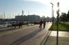 spaziergnger, hafen, damp, promenade, abendsonne, skater, 