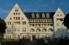 flensburger frde, glcksburg, strandhotel, fassade im abendlicht, 