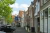 eng, parken, huserzeile, schild, parkautomat, backsteinhuser, 