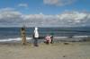 ostsee, kinder, sand, schaufeln, familie, strand, dar, 