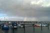 motorboote, angler, stege, regenbogen, hafen glowe, rgen, ostsee, 