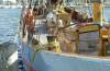 festmacher, blick auf frde, holzyacht, detail, yacht, gepflegt, 