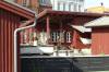 fischernetze, holzhuser, rot, blick ber zaun, detail, museum, ostsee, hafen, 