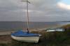 segelboot auf dem strand, abgedeckt, persenning, frdeufer, 