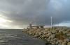 kaimauer, hafengebude, hafeneinfahrt, leuchtende farben, abendlicht, hafen glowe, rgen, 