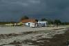 ostsee, holnis, strand, die drei, strandgebude, tretboote, dunkler himmel , 